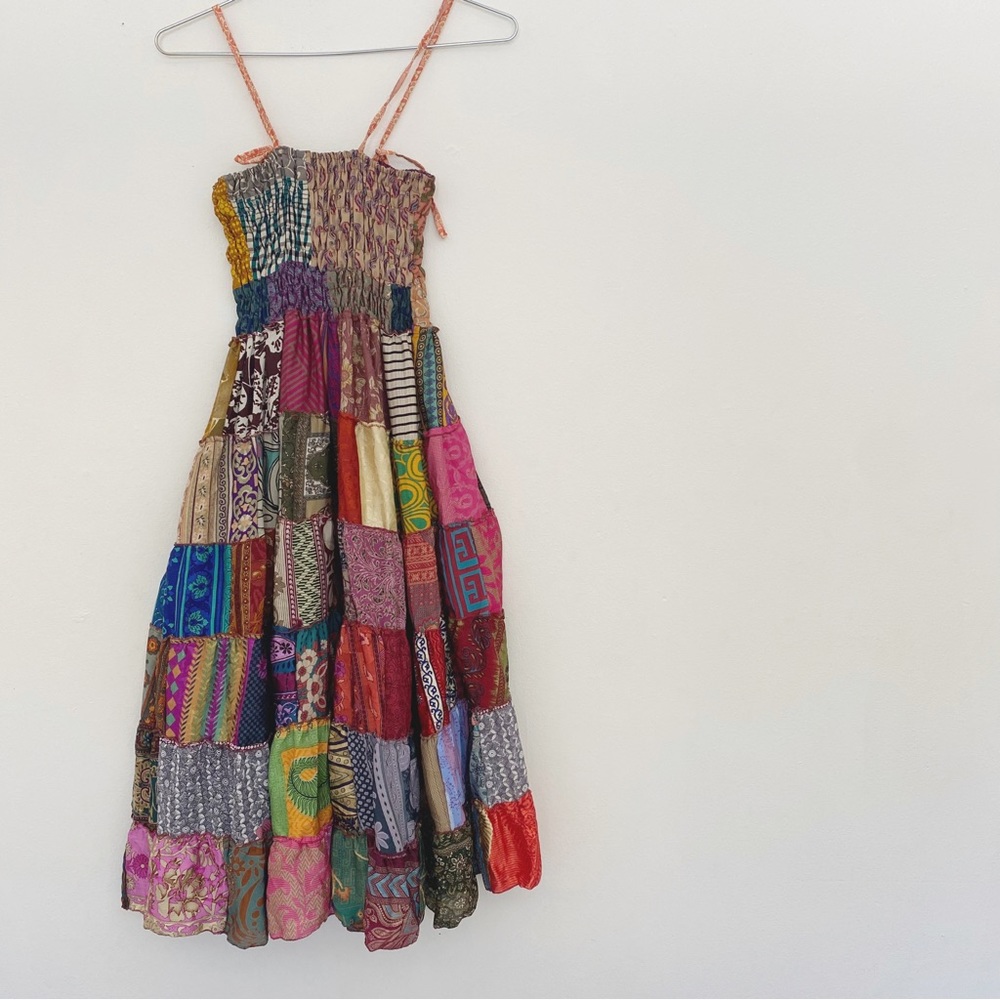 Follow Your Soul • Vintage Patchwork Silk Midi Dress